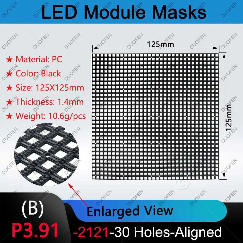 P3.91-1921-30Holes series Masks, Model A/B/C/D,125X125mm,Black Plastic, for LED display repair