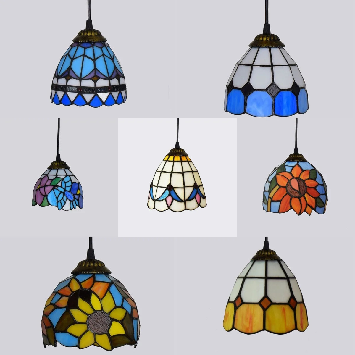 Colorful Mediterranean Style Bohemia Lamp Stained Glass Shade Mosaic Pendant Light for Dining Room Bar Lighting
