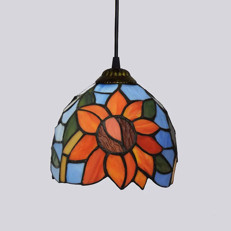 Colorful Mediterranean Style Bohemia Lamp Stained Glass Shade Mosaic Pendant Light for Dining Room Bar Lighting