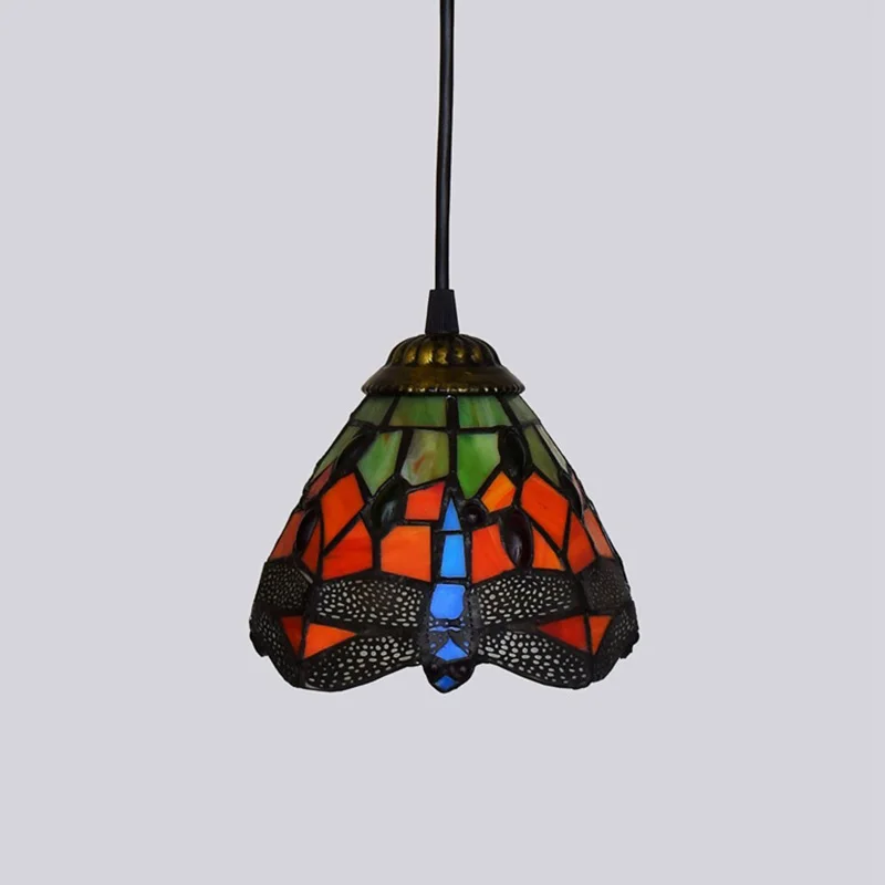 Colorful Mediterranean Style Bohemia Lamp Stained Glass Shade Mosaic Pendant Light for Dining Room Bar Lighting