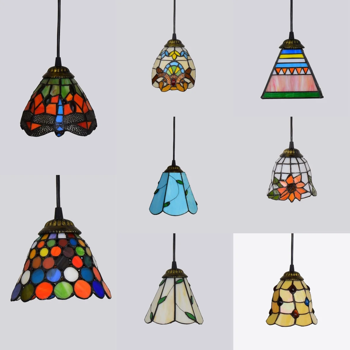 Colorful Mediterranean Style Bohemia Lamp Stained Glass Shade Mosaic Pendant Light for Dining Room Bar Lighting