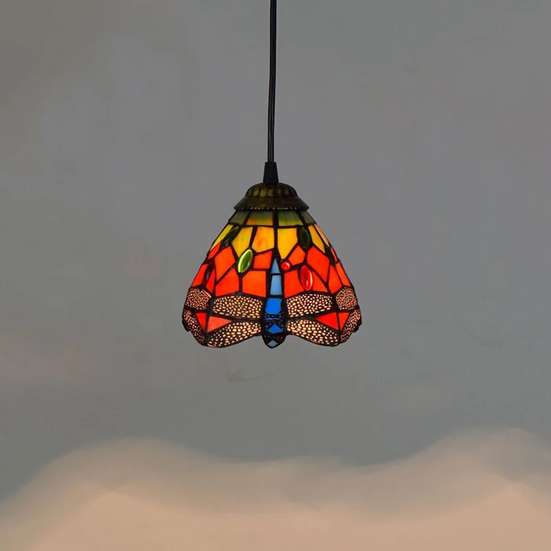Colorful Mediterranean Style Bohemia Lamp Stained Glass Shade Mosaic Pendant Light for Dining Room Bar Lighting