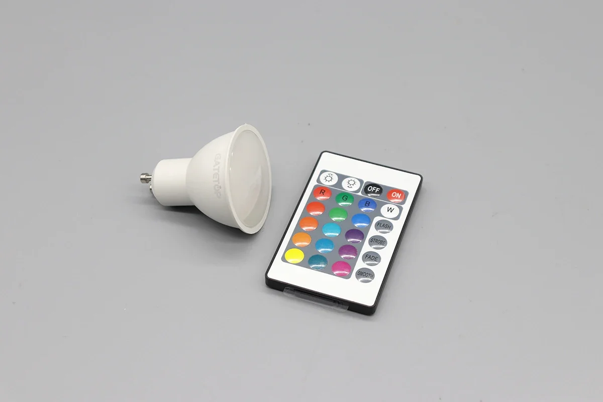 1-10PCS Colorful Change RGB GU10 LED Spotlight Bulb 24 Key Remote Control Dimmable 6W AC220V 110V for Bedroom Living Room Lamp