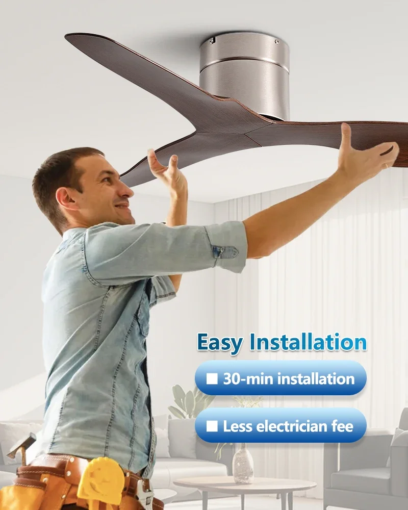 45/52 Inch Industrial Retro Ceiling Fan with LED Light and Remote Control, 6 Speed Silent Ceiling Fans No Light for Home & Offic