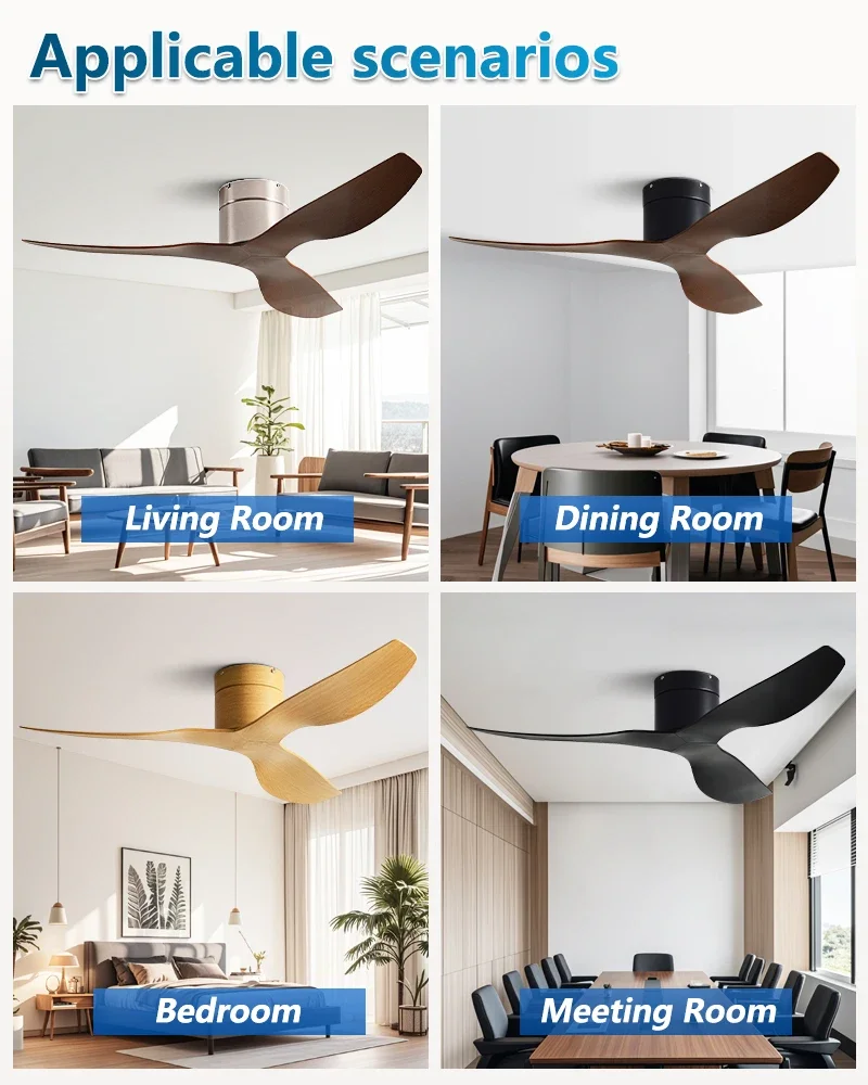 45/52 Inch Industrial Retro Ceiling Fan with LED Light and Remote Control, 6 Speed Silent Ceiling Fans No Light for Home & Offic