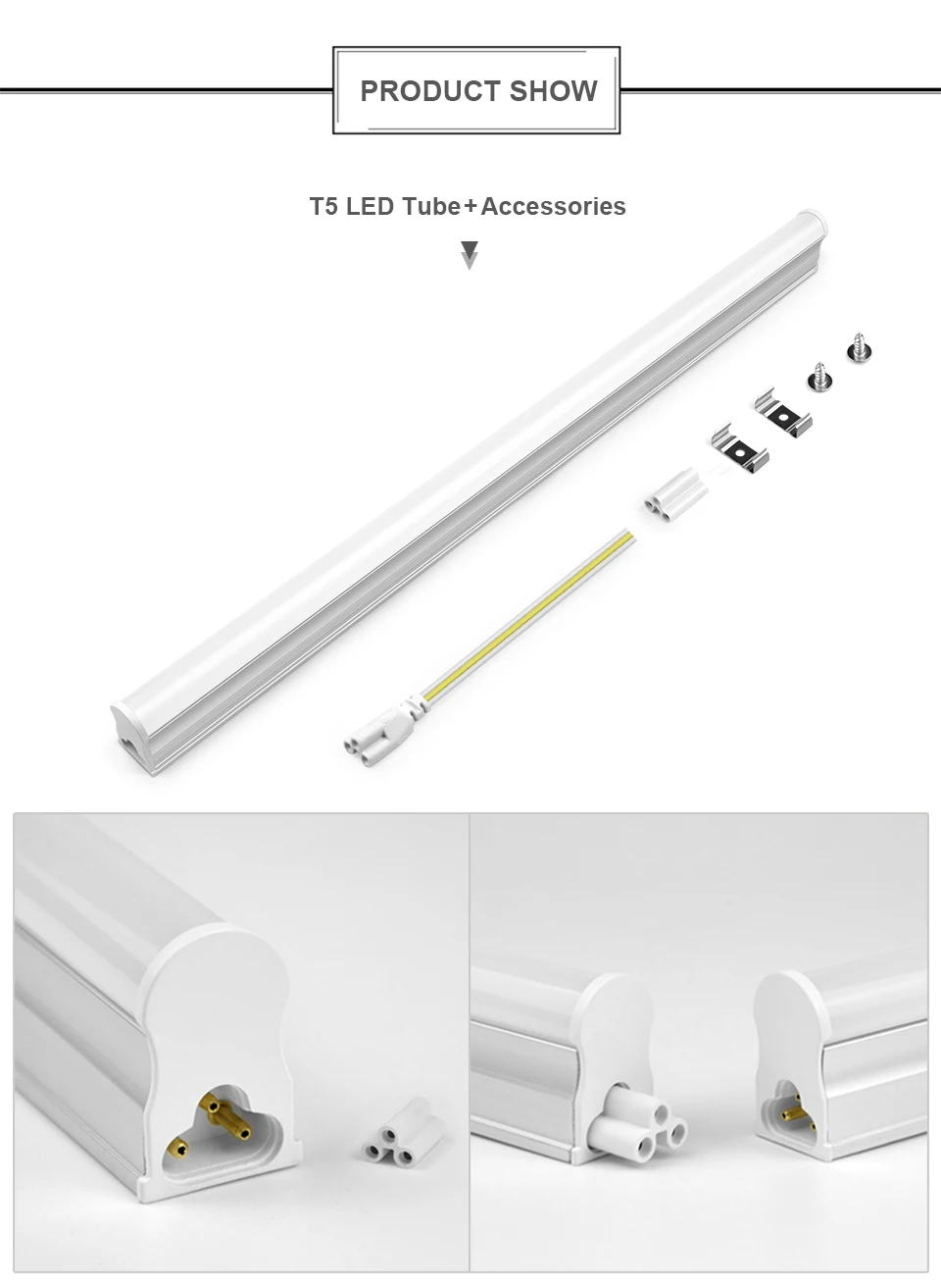 Hospital Garage Lighting Super Bright LED Light Tube T5 (85-265V / T8 (Only 220V)) -1 Lamp Bulb with Screws Ceiling Mounted