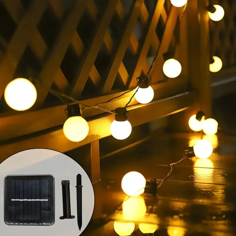 1PC LED Solar Light String,Outdoor White Balls Decoration Lights Hanging Lights For Garden,Yard,Patio,Balcony,Camping&Holidays