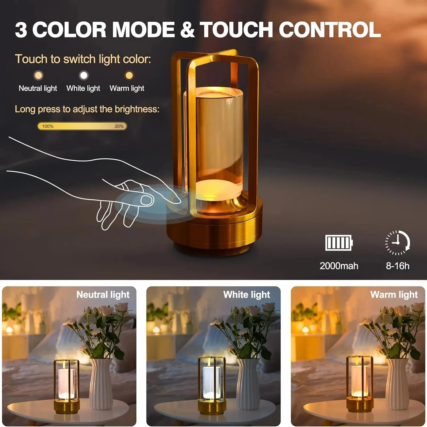 GGbingo Cordless Led Table Lamp Mood Desk Lamps Outdoor Camping Atmosphere Lighting Cofffe Shop Decoration Night Lights