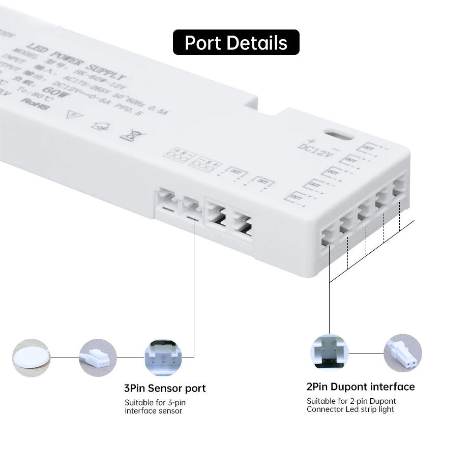 AC 220V LED Cabinet Light Transformer DC12V/24V 24W 36W 60W 100W 150W 200W Driver for Closet/Shelf Led Light Strip to Used