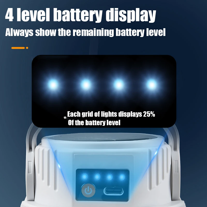 LED Solar Camping Light Solar Bulb Lanterns Rechargeable Portable Waterproof Outdoor Night Flashlight BBQ Hanging Emergency Lamp