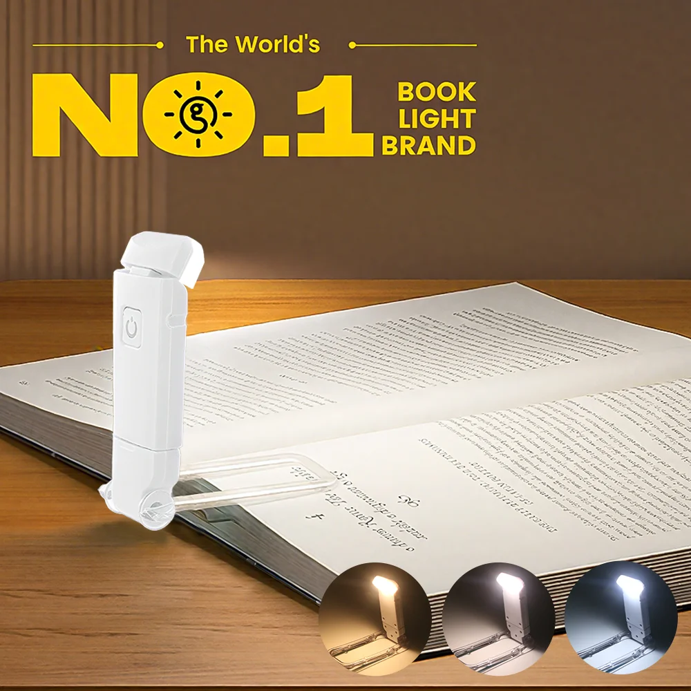 Mini LED Clip Book Light Reading Lights Portable USB Rechargeable Eye Protection Night Lamp Desk Lamp Bookmark Read Book Lamps