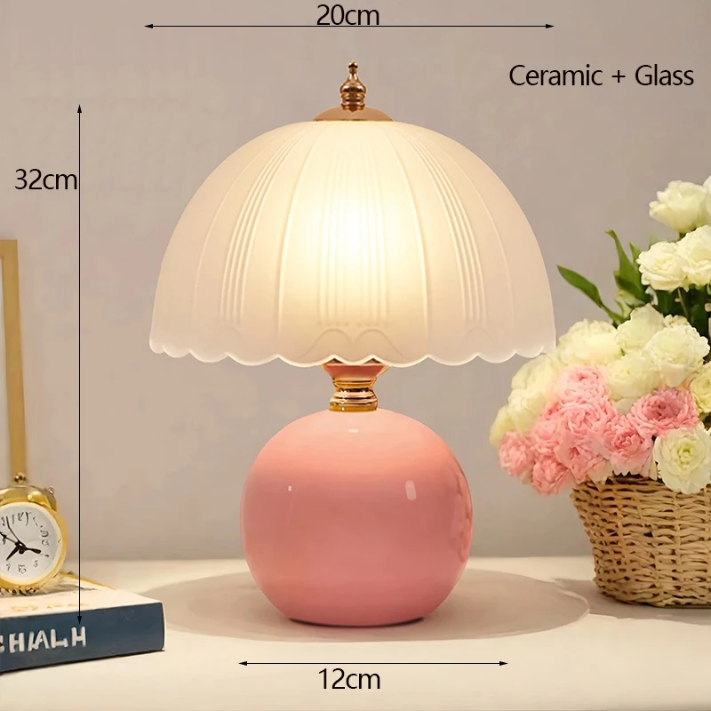 Modern Ceramic Simple Glass Cover Bedroom Bedside Table Lamp Children's Room Small Table Lamp Warm Reading Small Book Lamp