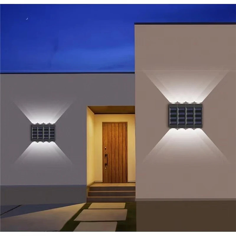 1~4Pcs Solar Wall Lights Outdoor 16LED Waterproof Lamp Up And Down Convex Lens Lighting For Garden Landscape Balcony Decoration
