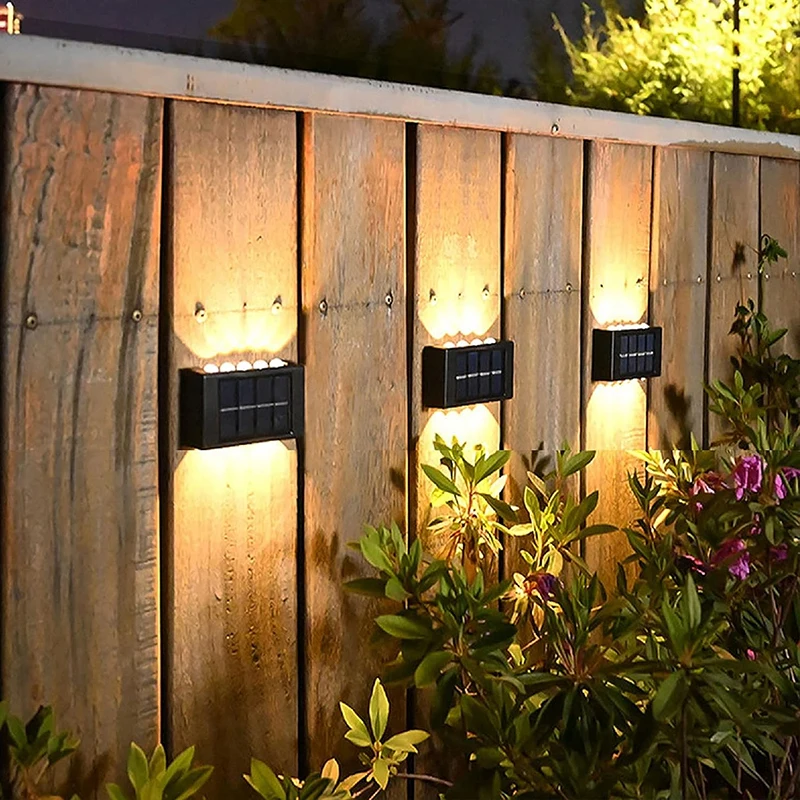 1~4Pcs Solar Wall Lights Outdoor 16LED Waterproof Lamp Up And Down Convex Lens Lighting For Garden Landscape Balcony Decoration