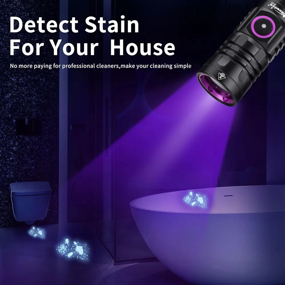 3x365nm/395nm UV LED Flashlight High Power Blacklight USB Rechargeable CatDog Pet Stain Tinea UV Glue Curing Scorpion Lamp Torch