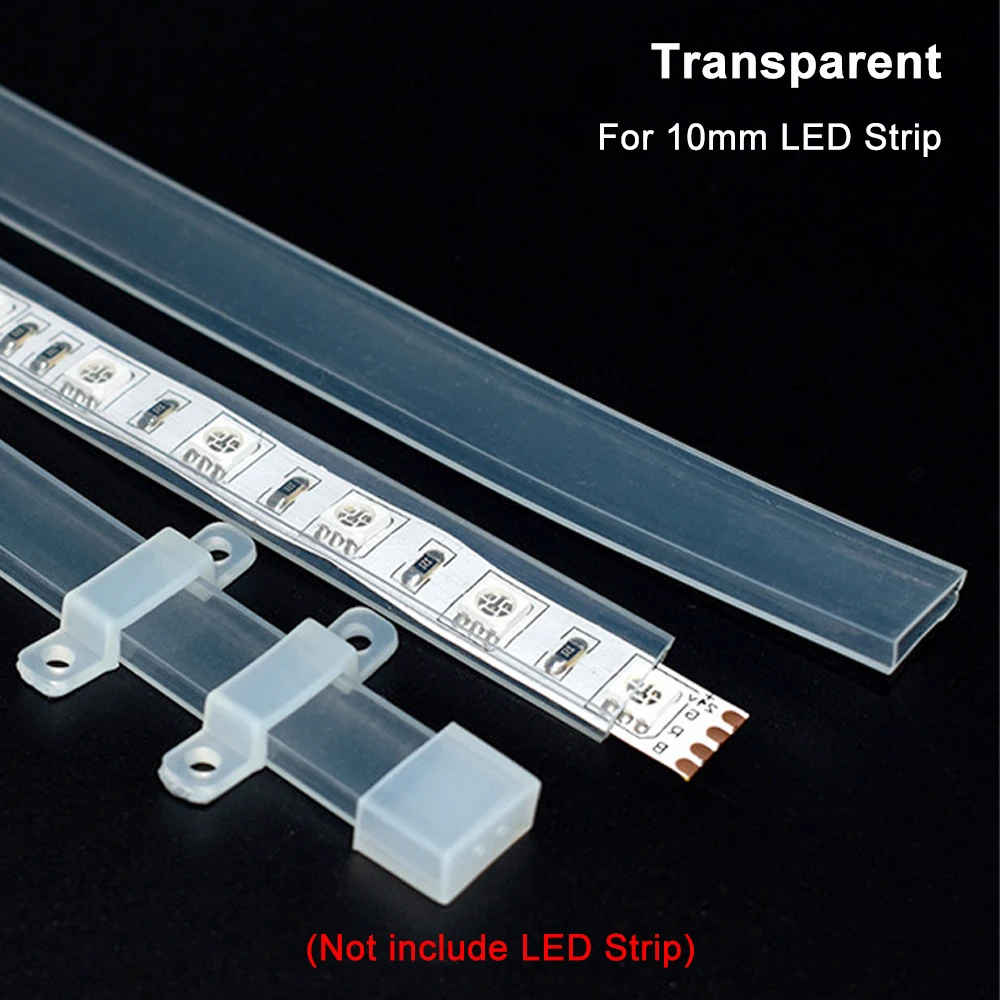 0.5m-10m Transparent/Milky White/Black LED Silicone Tube Waterproof Flexible Protection Cover Fit for 10mm WS2812B WS2811 Strip