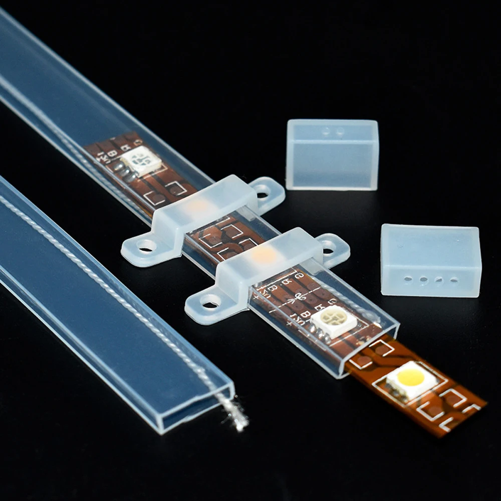 0.5m-10m Transparent/Milky White/Black LED Silicone Tube Waterproof Flexible Protection Cover Fit for 10mm WS2812B WS2811 Strip
