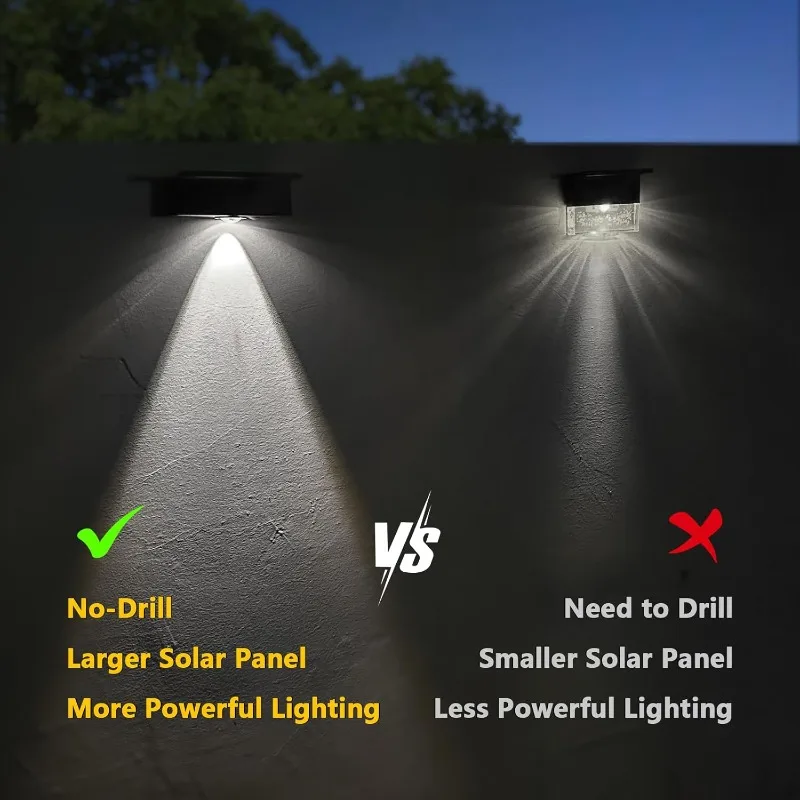 Solar Wall Lights Fence Lights Solar Powered Outdoor Waterproof LED Downlight Deck Lighting for Railing Mailbox Balcony Garden