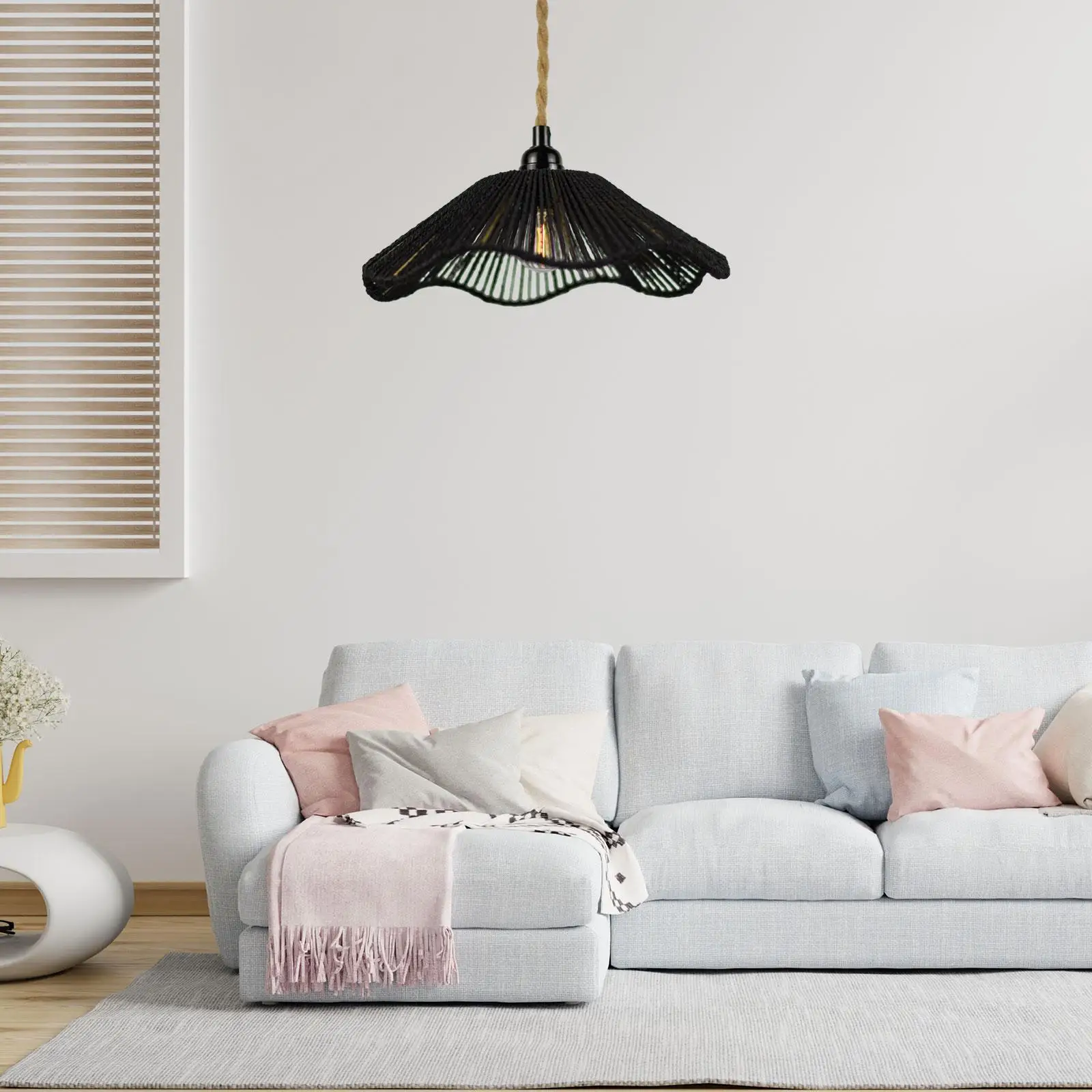 Handwoven Rope Lampshade Chandelier Cover Shades Decorative Rustic Ceiling Lamp,for Home Living Room Kitchen DIY Lamp Shade Part