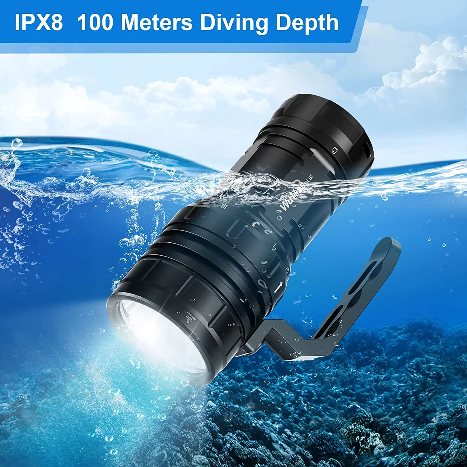 Wurkkos DL06 Diving Torch 15000LM High Power Rechargeable LED Flashlight 3*21700 6*XHP50.2 Power Bank IPX8 Underwater Work Light