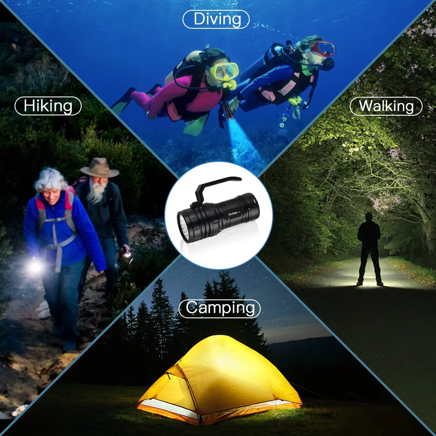 Wurkkos DL06 Diving Torch 15000LM High Power Rechargeable LED Flashlight 3*21700 6*XHP50.2 Power Bank IPX8 Underwater Work Light