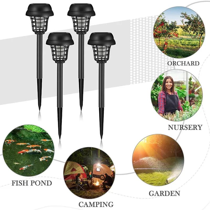 Solar Bug Zapper Outdoor Flying Insect Killer Hang or Stake in the Ground Waterproof for Indoor Outdoor Use Garden Patio Camping