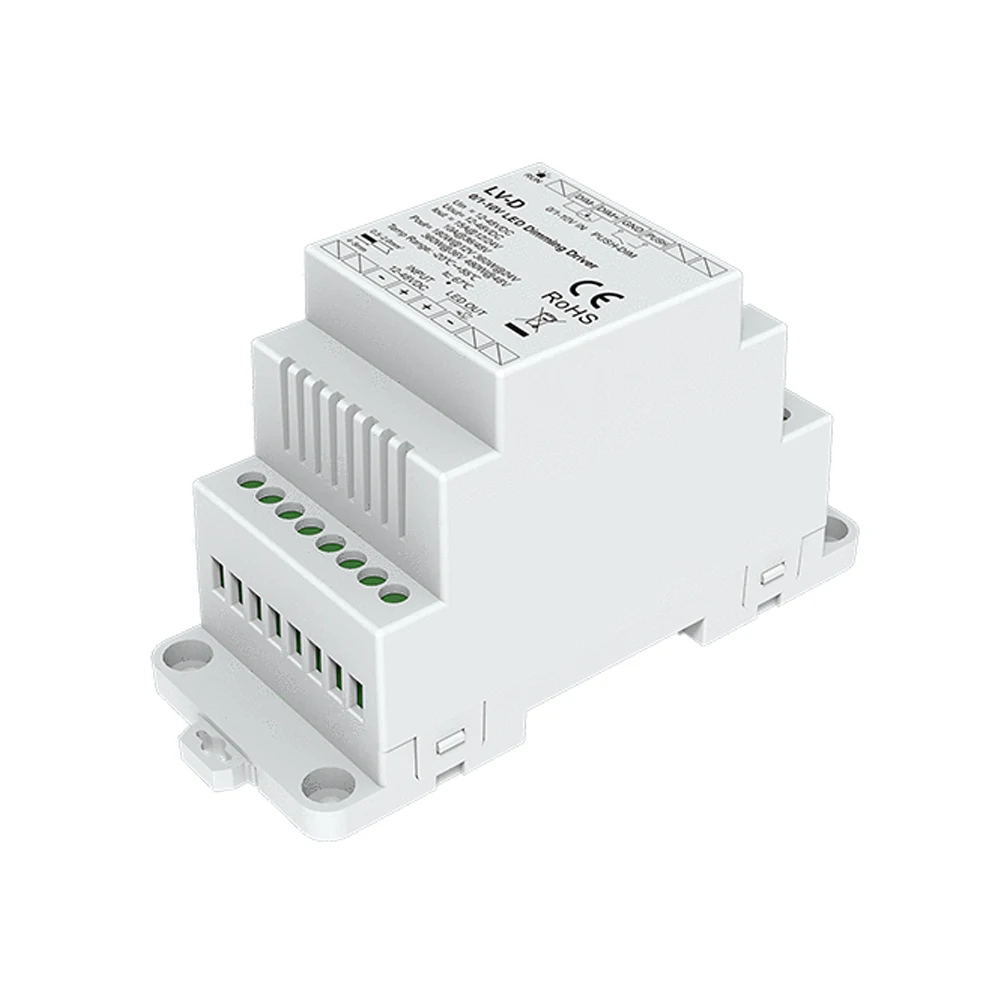 CENFAYA 0/1-10V LED Dimming Driver with Push Dim 12-48VDC Input 480W Output PWM Freq Adjustable DIN Rail Mount for LED Strip