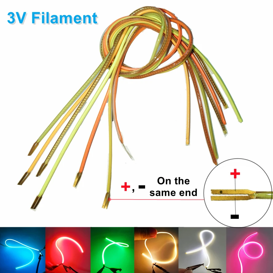 New LED Same End Filament Flexible Ultra Slim 3V Spiral Bulb Filament Retro Edison Bulb Lamp Parts Lighting Strip Decoration