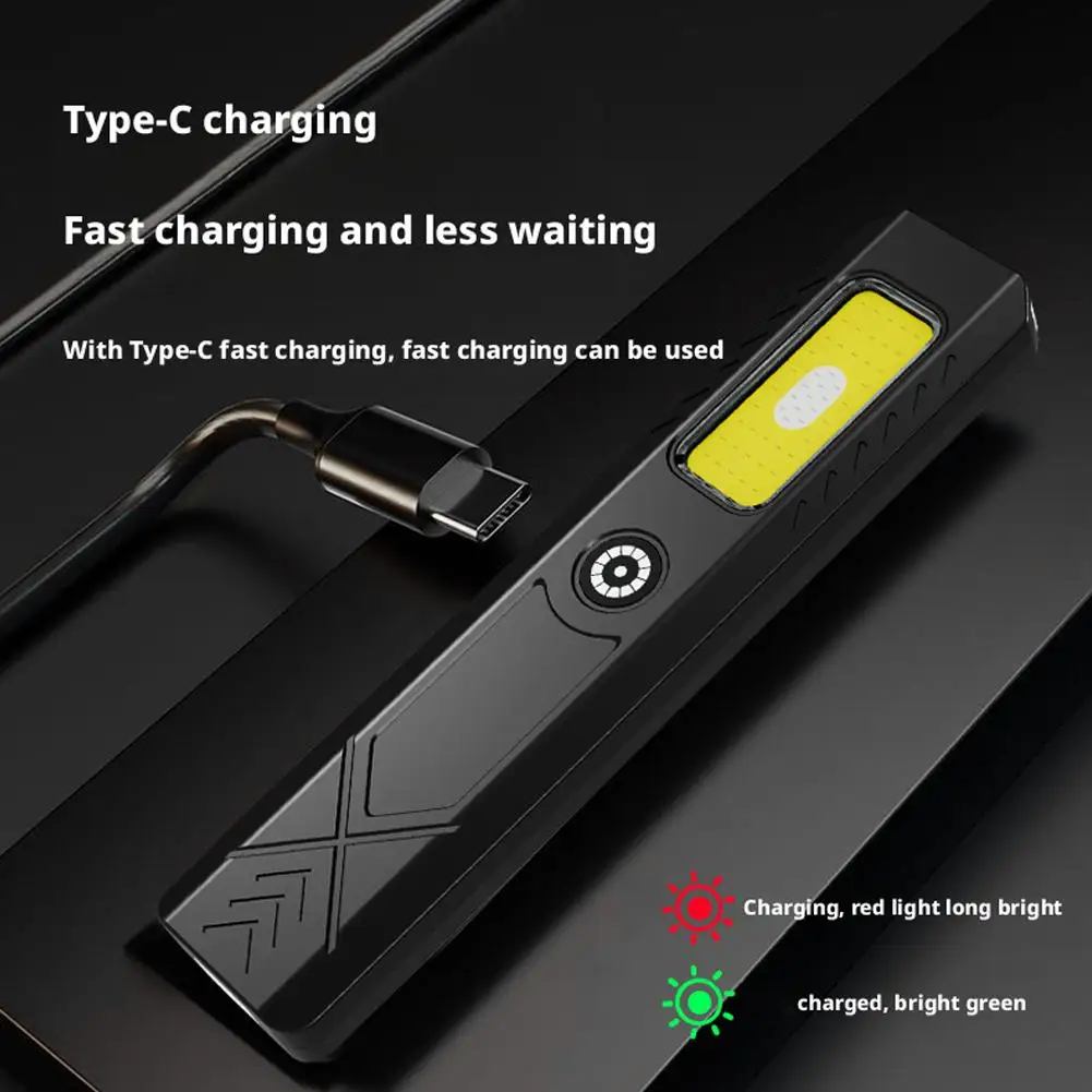 LED Keychain Flashlight Rechargeable 550LM Portable Mini Torch Pocket Lantern Flood Work Light With Magnet For Emergency