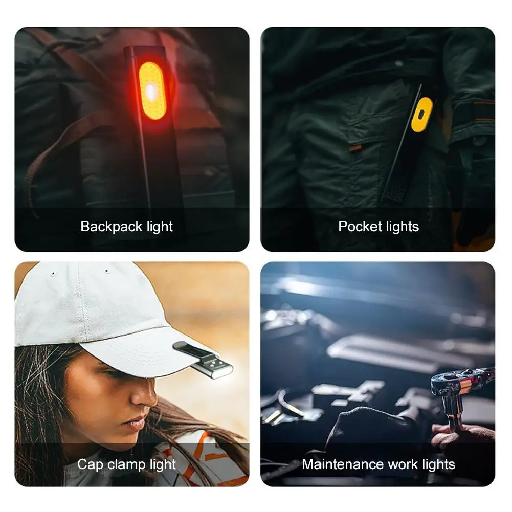 LED Keychain Flashlight Rechargeable 550LM Portable Mini Torch Pocket Lantern Flood Work Light With Magnet For Emergency