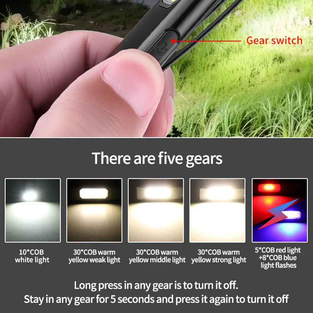 LED Keychain Flashlight Rechargeable 550LM Portable Mini Torch Pocket Lantern Flood Work Light With Magnet For Emergency