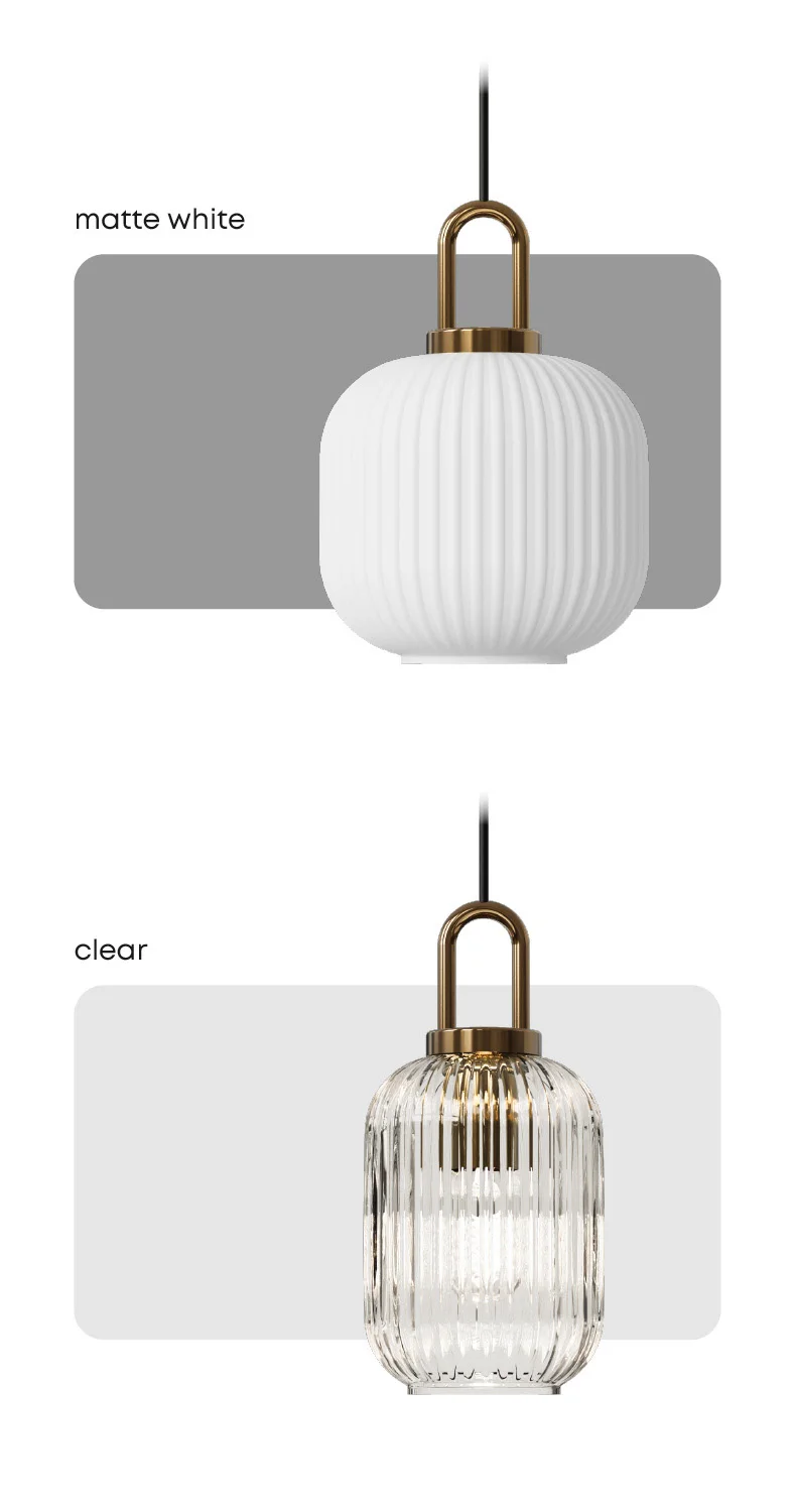 Modern Glass Pendant Light Striped Glass Single Head Chandelier Dining Room Kitchen Bedroom Bedside Living Room Home Decoration
