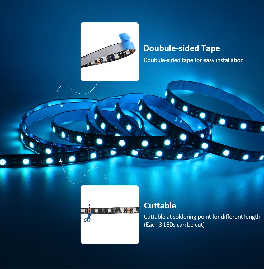 12V 4Pin RGB LED Strip Light IP30 IP65 5050 ARGB Aura Sync Motherboard Control PC Computer Case 50CM 1M 2M 60LEDs/M 1to1 1to2