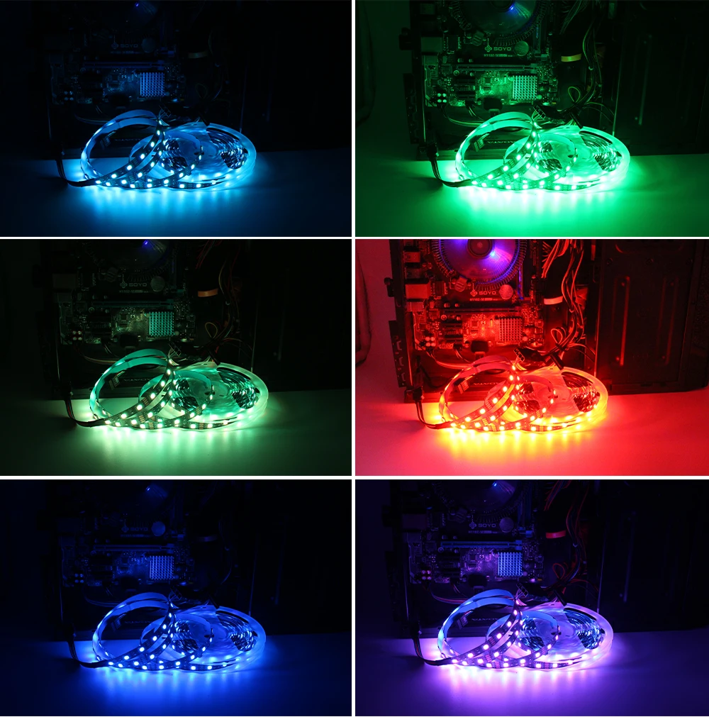 12V 4Pin RGB LED Strip Light IP30 IP65 5050 ARGB Aura Sync Motherboard Control PC Computer Case 50CM 1M 2M 60LEDs/M 1to1 1to2