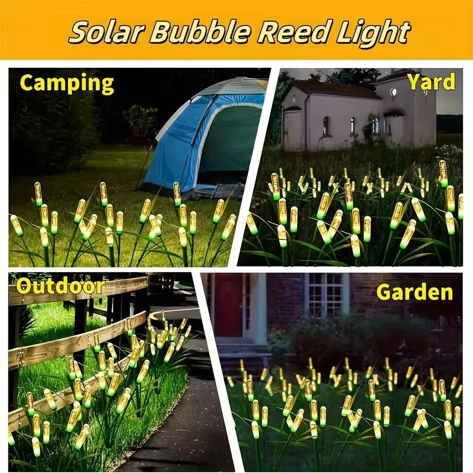 1PC LED Solar Reed Garden Lights Outdoor Waterproof Swaying Decorative Lamp Outside Landscape Lighting For Patio Yard Pathway