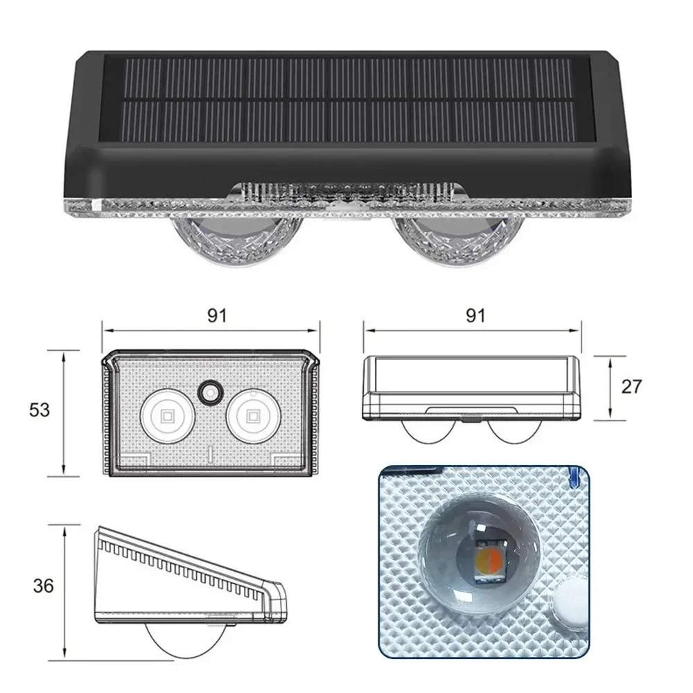 1-4Pcs Solar Powered LED Fence Lights Outdoor Waterproof Wall Lamp RGB or 3 Colors Auto ON/Off for Outside Patio Step Decor
