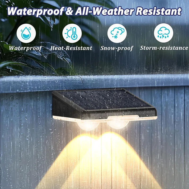 1-4Pcs Solar Powered LED Fence Lights Outdoor Waterproof Wall Lamp RGB or 3 Colors Auto ON/Off for Outside Patio Step Decor