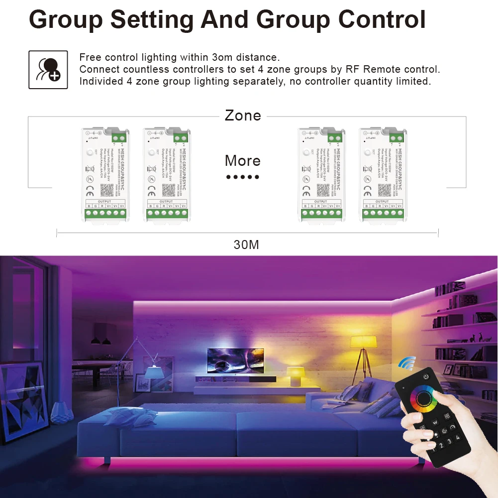 Tuya Smart Life Home 5V12V 24V Max15A Dimmer Cct Rgb Led Light Strip Bluetooth Wifi Zigbee Controller Xiaomi Alexa Button Switch