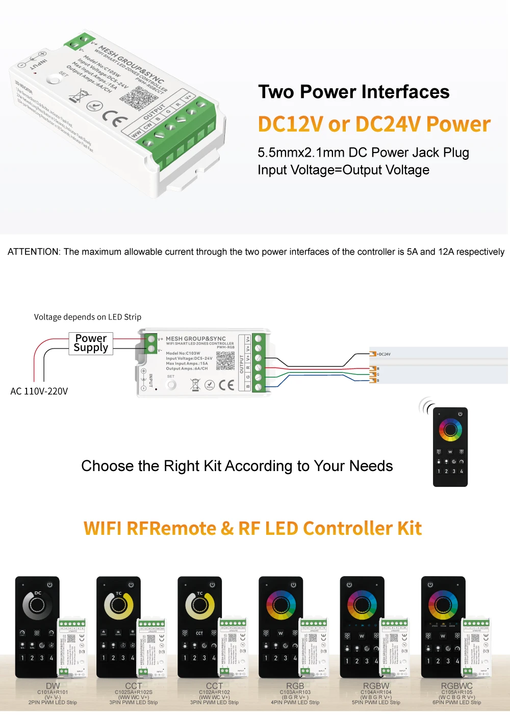 Tuya Smart Life Home 5V12V 24V Max15A Dimmer Cct Rgb Led Light Strip Bluetooth Wifi Zigbee Controller Xiaomi Alexa Button Switch