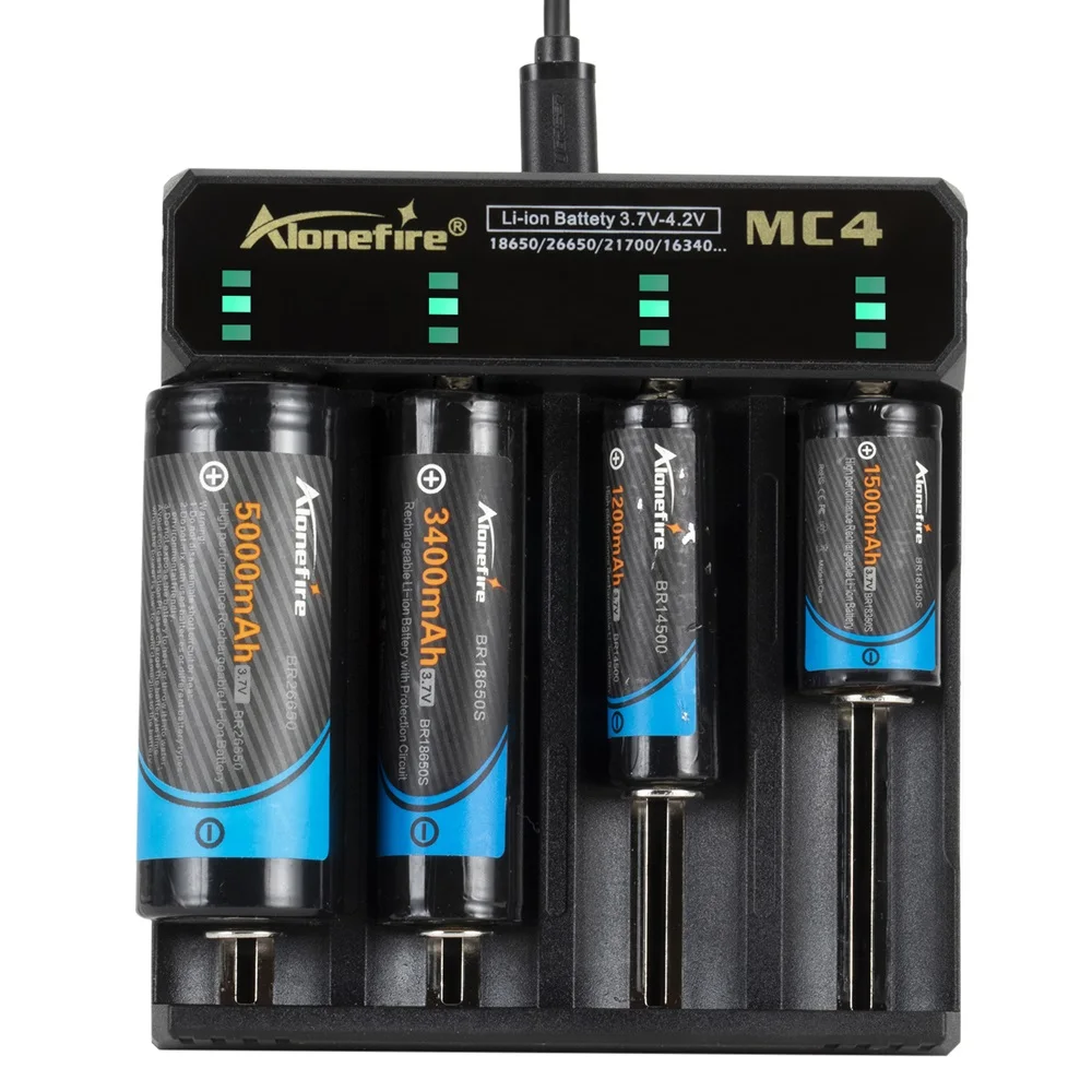 4-Channel 5V 2A USB Charger For 3.7v Rechargeable Li-ion Battery 26650/16340/14500/21700/18650/10440 Flashlight Headlamp Torch
