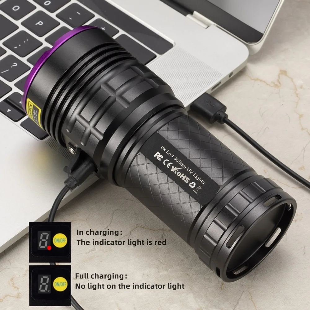 High Power 160W UV Flashlight Blacklight Cat Dog Urine Stain Tinea Ore Money Scorpion Marker Powerful Rechargeable UV Torch Lamp