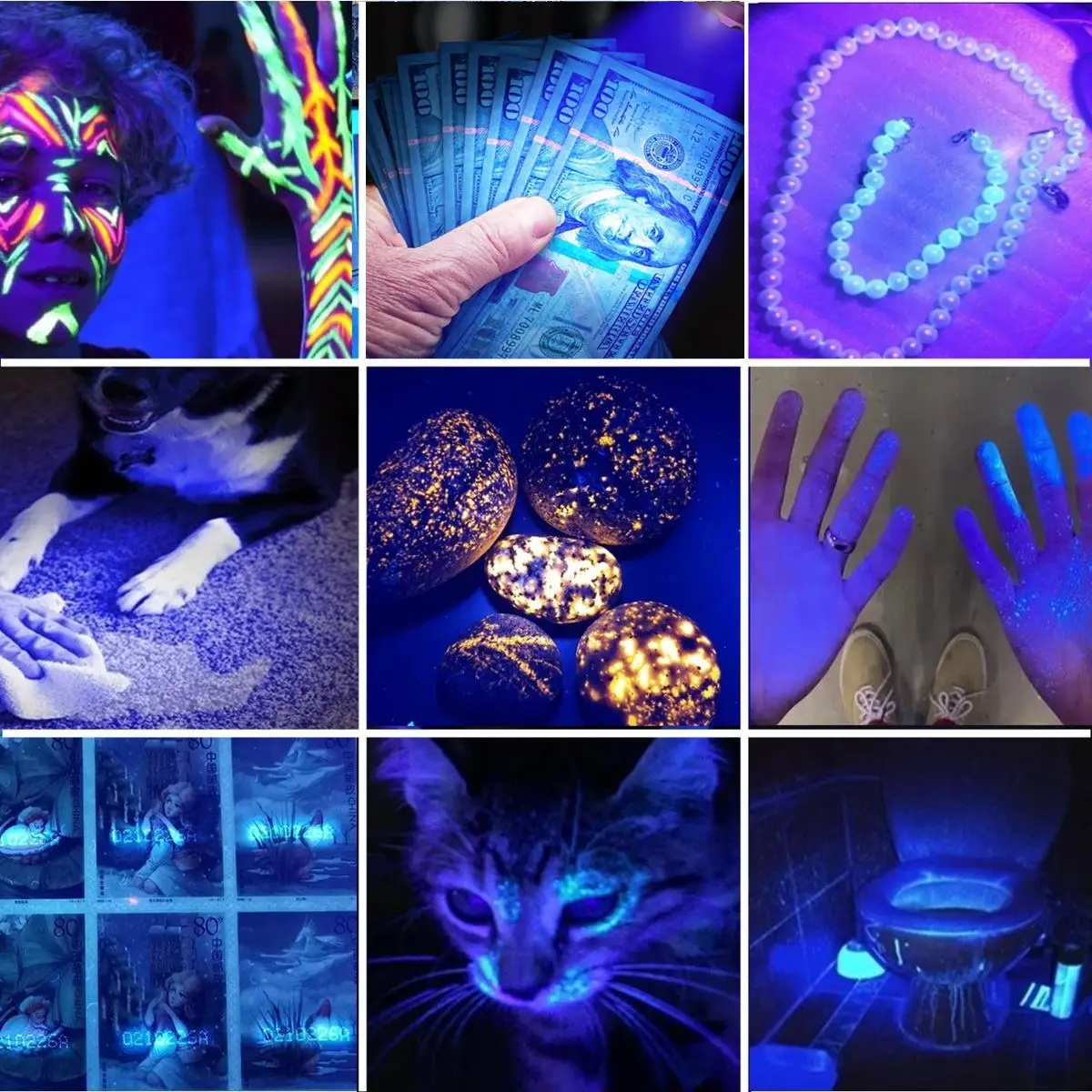 High Power 160W UV Flashlight Blacklight Cat Dog Urine Stain Tinea Ore Money Scorpion Marker Powerful Rechargeable UV Torch Lamp