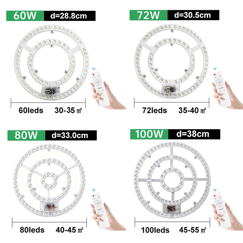 LED Panel 220V Ceiling Light Replacement LED Module Dimmable 60W 72W 80W 100W Round Light Panel Module Ceiling Fan Light