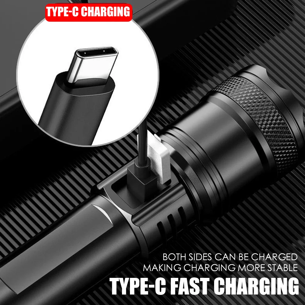 Portable Rechargeable LED Flashlight Super Bright Handheld Flashlight Emergency Camping Waterproof Lantern For Outdoor Hiking