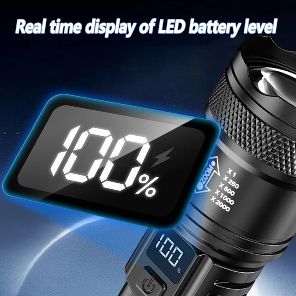 Portable Rechargeable LED Flashlight Super Bright Handheld Flashlight Emergency Camping Waterproof Lantern For Outdoor Hiking