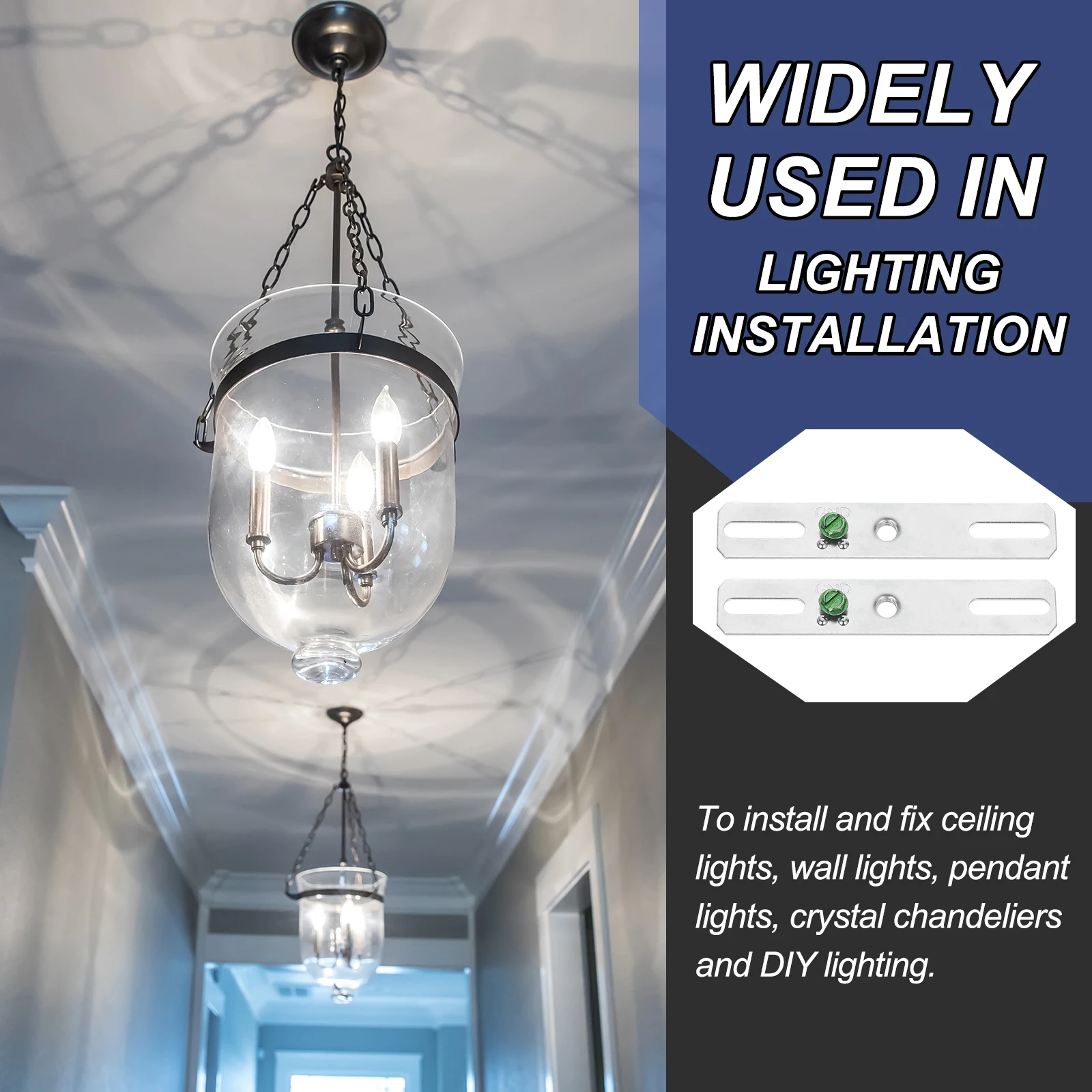 2-8Set 4" Light Crossbar Kit Universal Light Fixture Mounting Bracket 1/4"-20 Tap Center Hole Ceiling Light Plate CanopyHardware