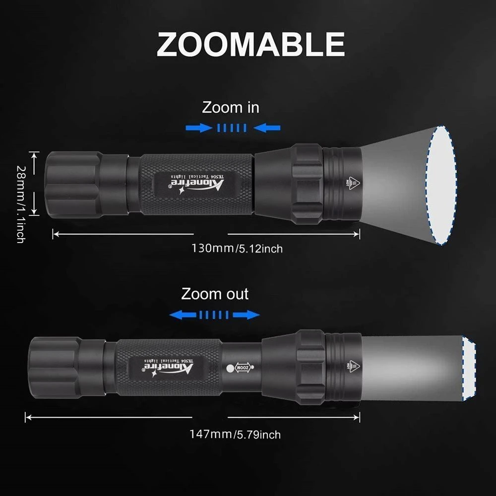 Alonefire High Power Zooming LED Flashlight Powerful Tactical Light Outdoor Hunting Camping Fishing Hiking Travel Mounts Torch