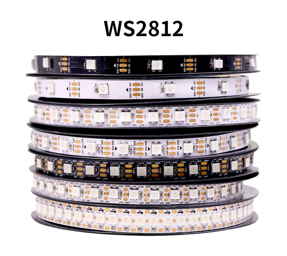 5V/12V SPI Color LED WS2811 WS2812 WS2815 WS2813 Addressable Programmable LED Light Strips For Colorful Light WHITE/BLACK PCB 5V