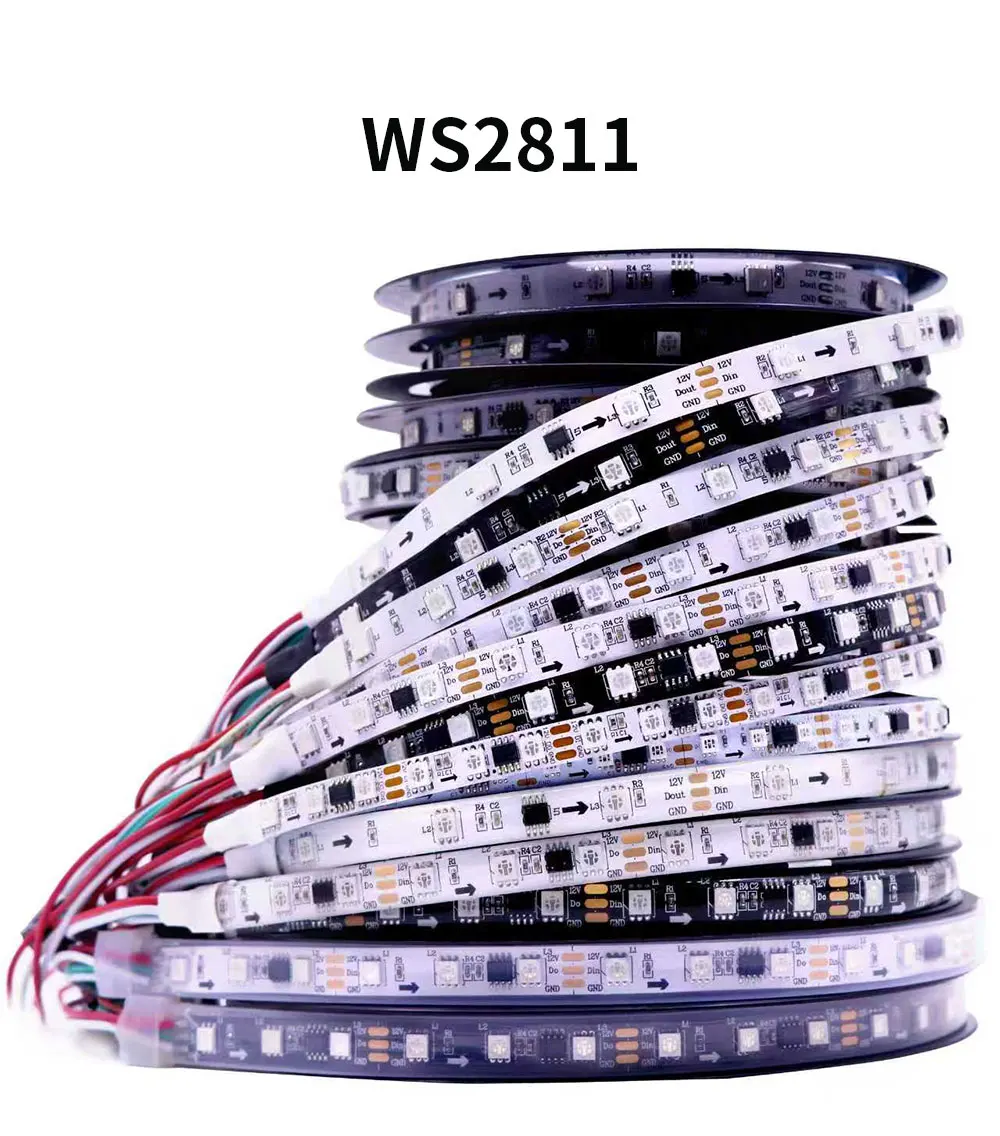 5V/12V SPI Color LED WS2811 WS2812 WS2815 WS2813 Addressable Programmable LED Light Strips For Colorful Light WHITE/BLACK PCB 5V