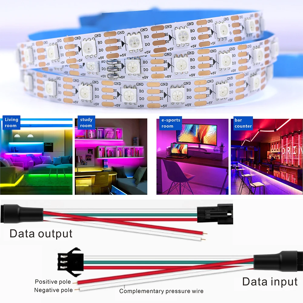 5V/12V SPI Color LED WS2811 WS2812 WS2815 WS2813 Addressable Programmable LED Light Strips For Colorful Light WHITE/BLACK PCB 5V